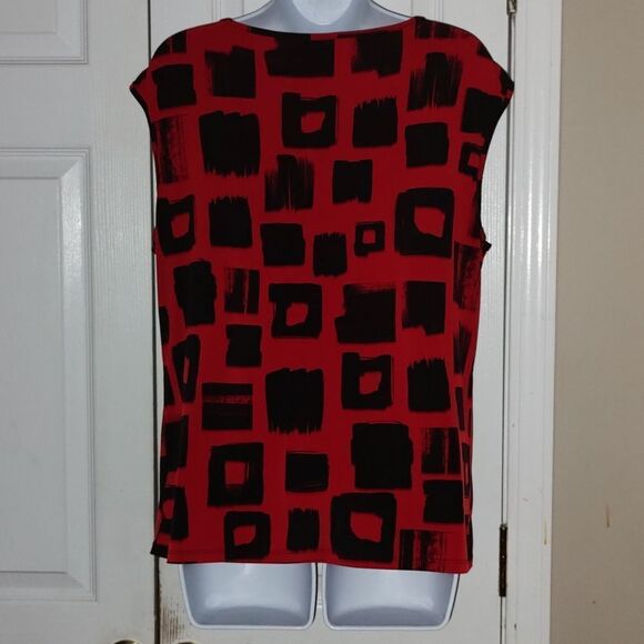 Michael  Michael Kors sleevless red black top Sz XL - Picture 4 of 5